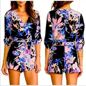 Yumi Kim x Revolve Liz Black Hawaii Silk Romper XS